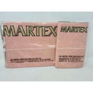 VTG NOS MARTEX TWIN FLAT SHEET PILLOWCASE NO IRON